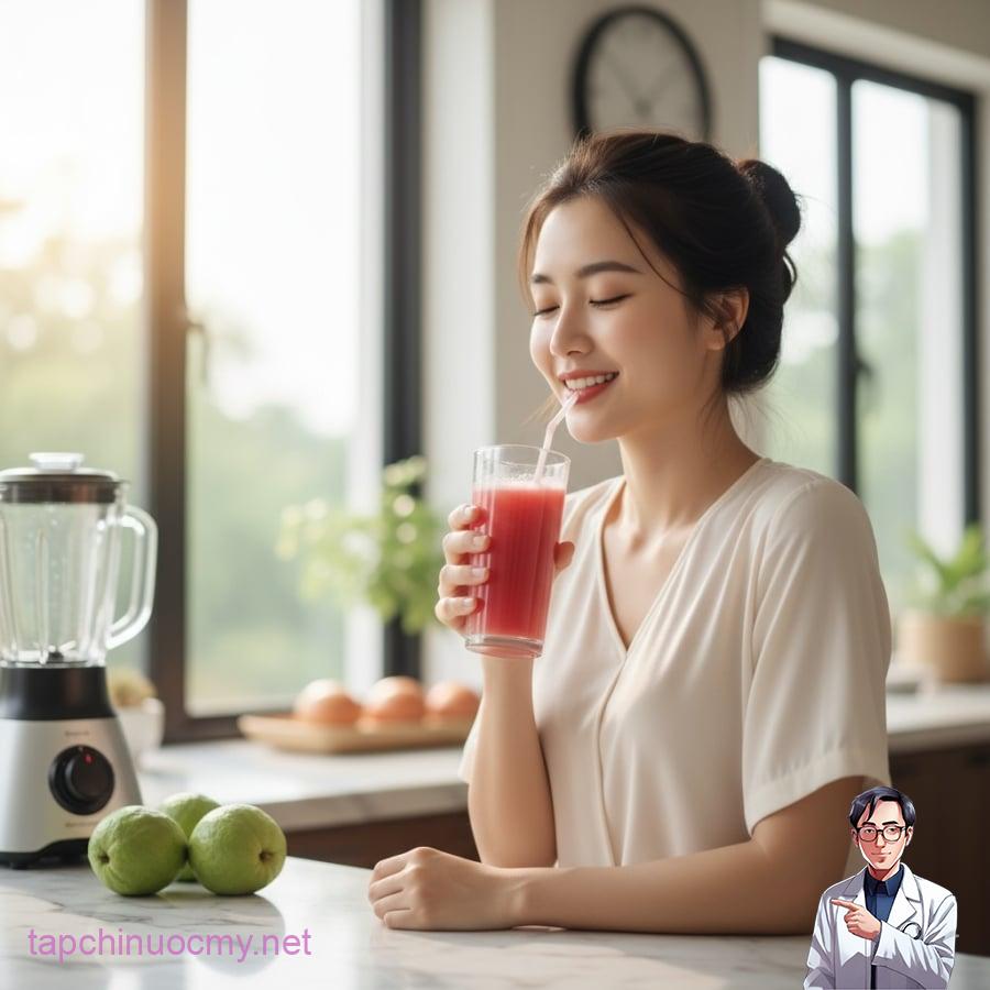 Ly nước ép ổi buổi sáng – bí quyết đơn giản giúp duy trì vóc dáng và tăng sức đề kháng mỗi ngày.