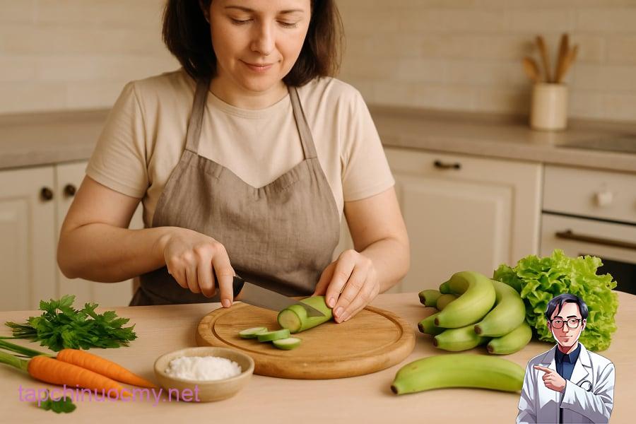 Chuối xanh – nguyên liệu dân dã trong gian bếp Việt, giàu dưỡng chất và lợi ích sức khỏe.