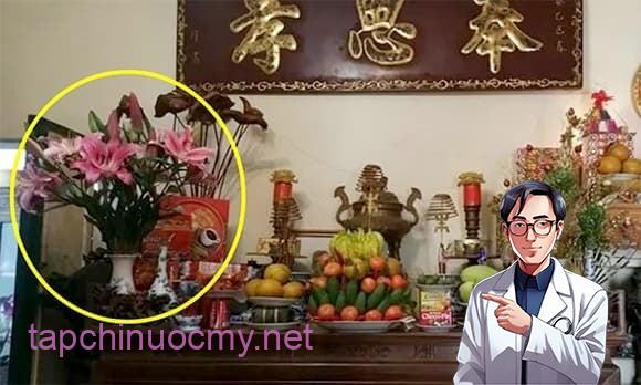 Trường hợp sử dụng hai bình hoa, chúng thường được đặt cân đối hai bên bàn thờ, trong khi mâm quả bày ở vị trí trung tâm, phía trước bát hương.