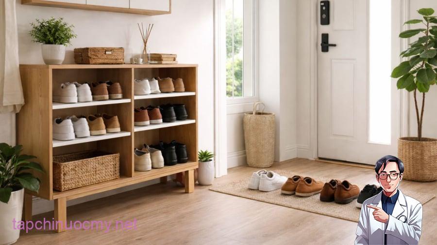 Theo người xưa giày dép nên quay mũi ra ngoài cửa