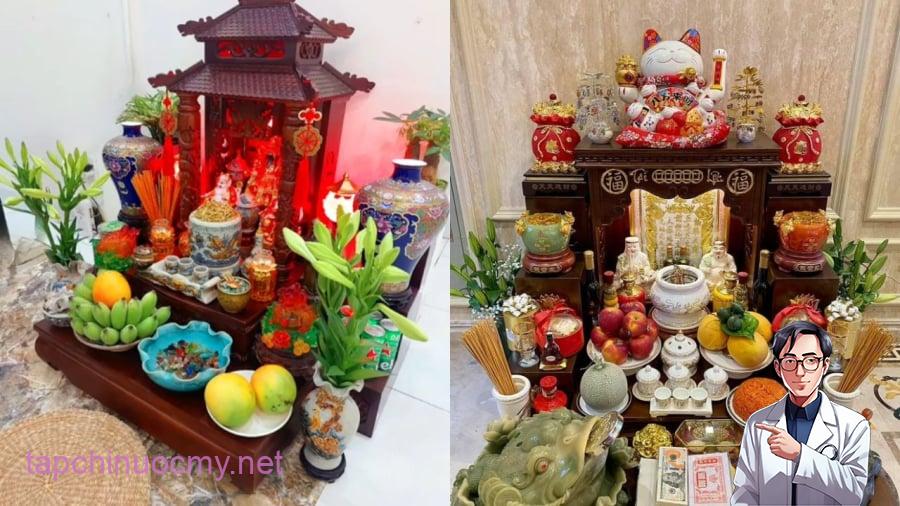 Ban thờ Thần Tài thường ở gần cửa ra vào, nằm ngay trên sàn nhà