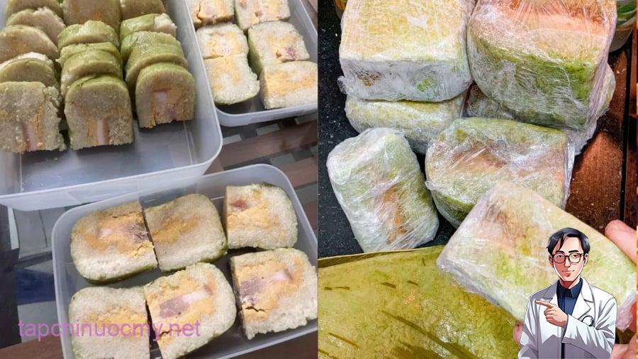 Trước khi cấp đông bánh chưng, bạn nên chia bánh thành từng miếng vừa ăn.