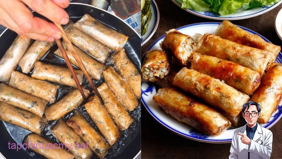 Khi rán nem, bạn nên rán hai lần để nem giòn và không ngấm dầu.