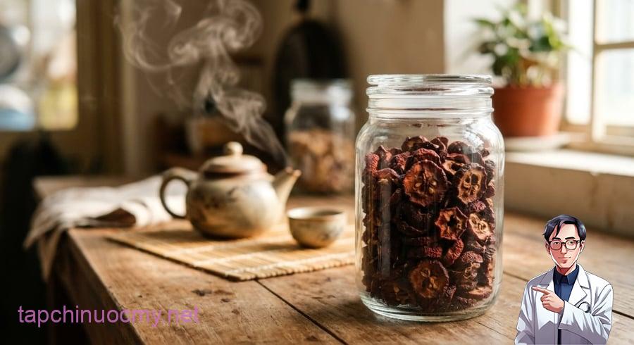 Táo gai khô tiện bảo quản, giàu chất chống oxy hóa, thường được hãm nước uống hỗ trợ tim mạch và tiêu hóa.