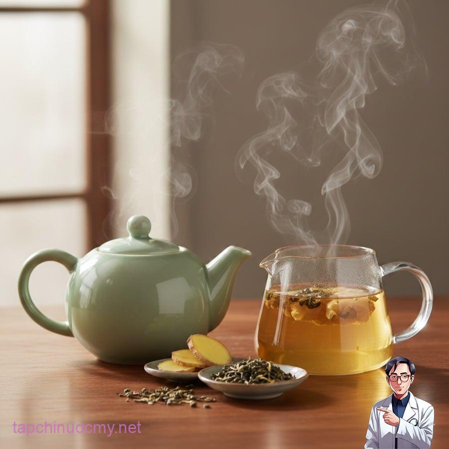 Trà xanh và trà gừng là hai lựa chọn quen thuộc giúp hỗ trợ tiêu hóa sau những bữa ăn nhiều dầu mỡ.