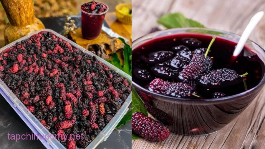 Khi ngâm dâu tằm, bạn nên sử dụng tỷ lệ dâu : đường là 1:1.