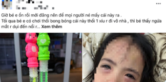 Bé gái 5 tuổi tổn thương mắt sau khi thổi bong bóng xà phòng